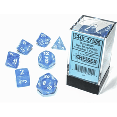 Chessex Dice CHX 27586 Borealis Sky Blue w/White Luminary Set of 7